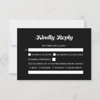 Elegant Minimalistisk fet kalligrafi, svart Bröllo OSA Kort