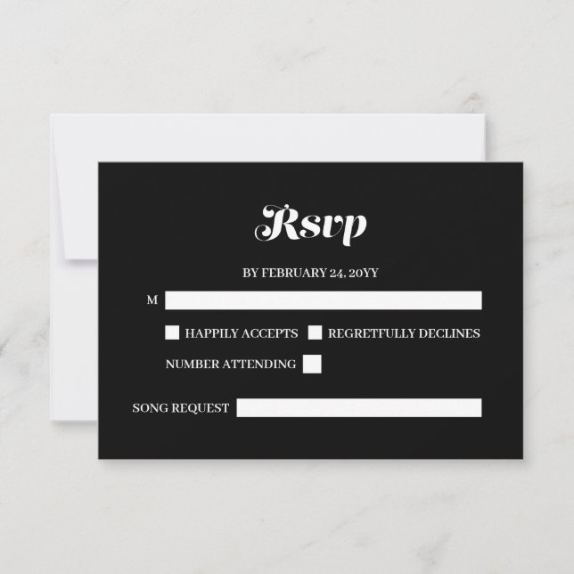 Elegant Minimalistisk fet kalligrafi, svart Bröllo OSA Kort (Framsida)