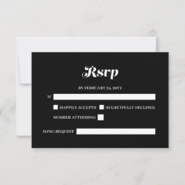 Elegant Minimalistisk fet kalligrafi, svart Bröllo OSA Kort