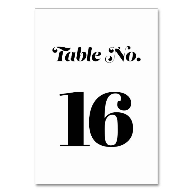 Elegant: Minimalistisk fet kalligrafi Vita Bröllop Bordsnummer (Framsidan)