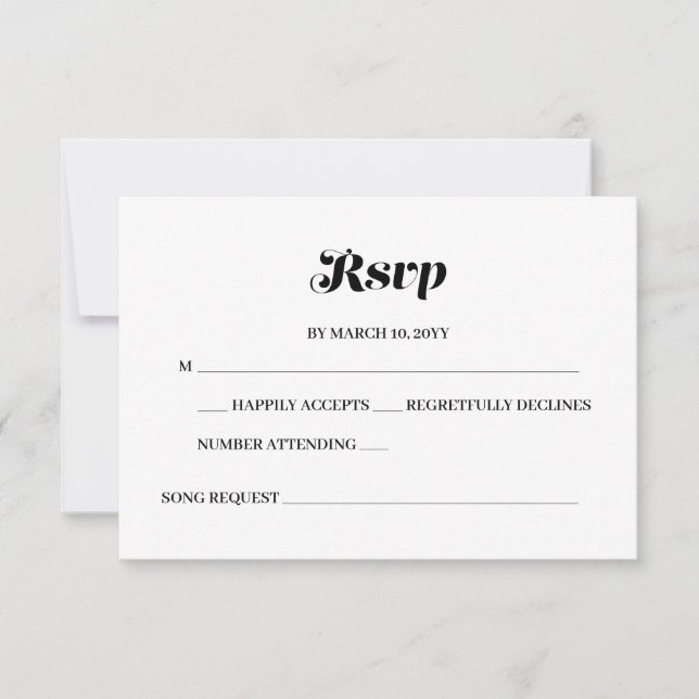 Elegant: Minimalistisk fet kalligrafi Vita Bröllop OSA Kort (Framsida)