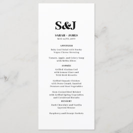 Elegant Minimalistisk fet Monogram White Bröllop Meny