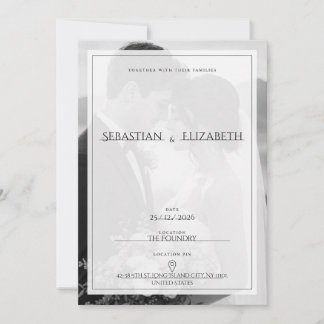 Elegant minimalistisk foto bröllopsinbjudan inbjudningar