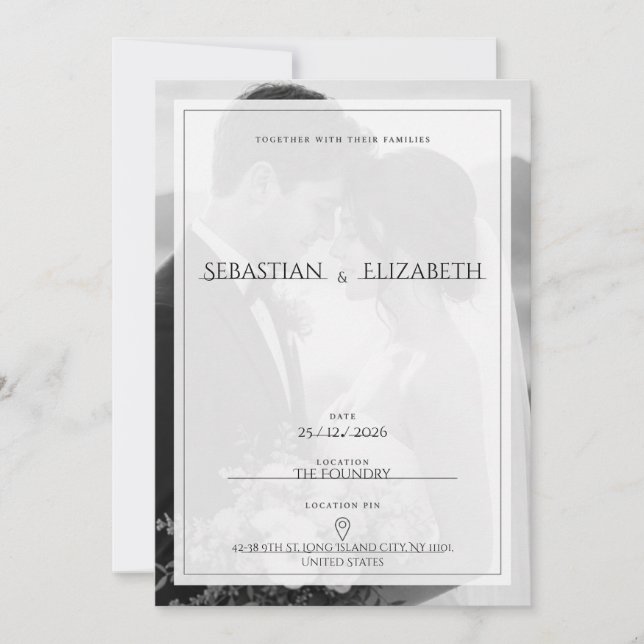Elegant minimalistisk foto bröllopsinbjudan inbjudningar (Framsida)