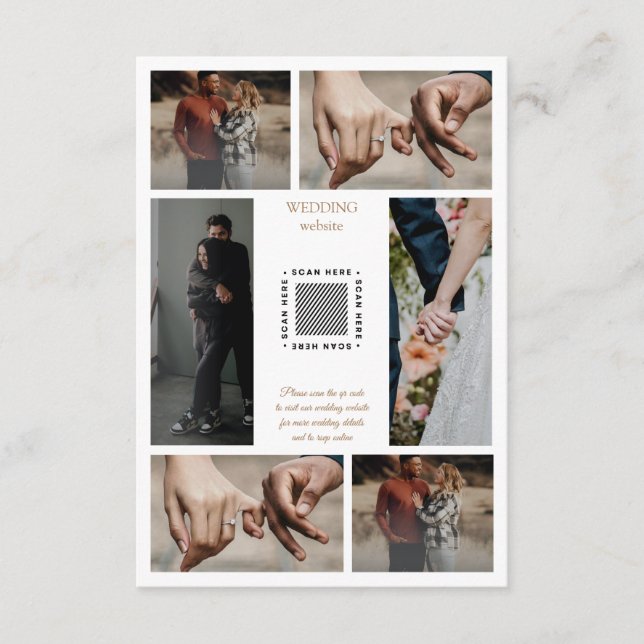 Elegant minimalistisk Foto Collage-kammare Bröllop Tilläggskort (Framsida)