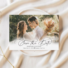Elegant Minimalistisk fotokalligrafi Bröllop Spara Datumet