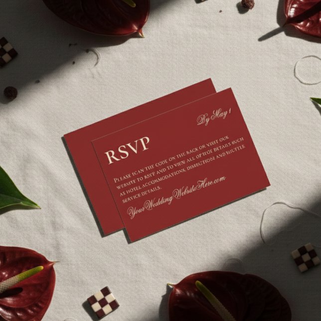 Elegant Minimalistisk gammal valuta, fetstilt röd  OSA Kort (Classic Red with Modern Luxury Font Wedding Suite, a perfect elegant touch for the event!)