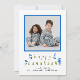 Elegant minimalistisk Glad Hanukkah Familj 1 Foto Julkort