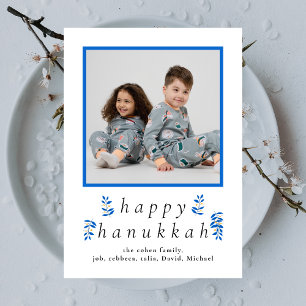 Elegant minimalistisk Glad Hanukkah Familj 1 Foto Julkort