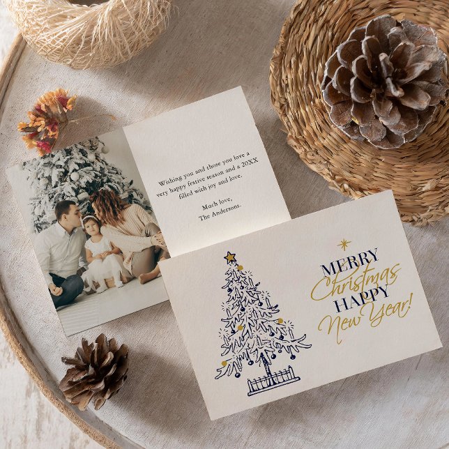 Elegant minimalistisk glad jul gran foto julkort (Skapare uppladdad)