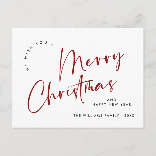 Elegant minimalistisk God Jul hälsning Vykort (Framsida)
