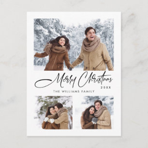 Elegant Minimalistisk God jul Helgdag 3-foto Vykort