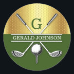Elegant Minimalistisk Golf Monogram Design Classic Runt Klistermärke<br><div class="desc">Eleganten Golf Monogram Design från Edward Eksi med minimal Anpassningsbar. Enkel modifiering av INITIALER och TEXTS efter dina behov.</div>
