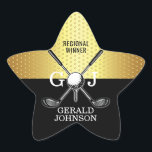 Elegant minimalistisk golfmonogramdesign stjärnformat klistermärke<br><div class="desc">Minimalistisk Anpassad Elegant Golfmonogramdesign av Edward Eksi. Enkel modifiering av INITIALER och TEXTER för dina behov.</div>