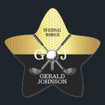 Elegant minimalistisk golfmonogramdesign stjärnformat klistermärke<br><div class="desc">Minimalistisk anpassad elegant golfmonogramdesign av Edward Eksi. Enkel modifiering av INITIALER och TEXTER för dina behov.</div>