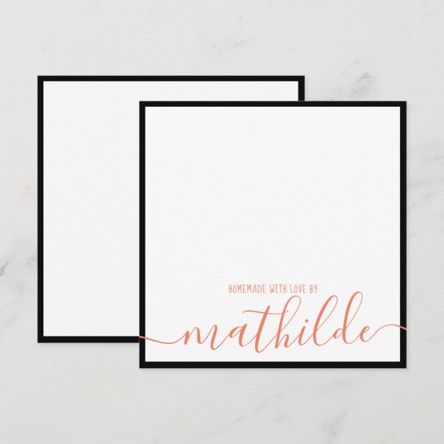 Elegant Minimalistisk Gräns-färgskript i svart Nam Anteckningskort (Fram/baksida)