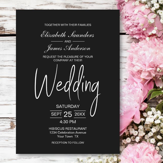 Elegant minimalistisk Grått Bröllop Inbjudningar (Skapare uppladdad)