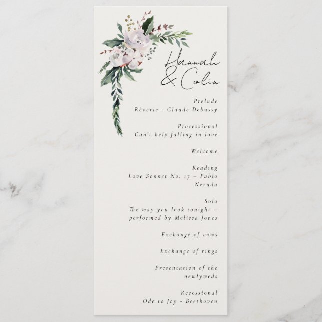 Elegant Minimalistisk Grönt av vinterkrans Vit Program (Framsida)