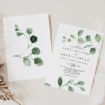 Elegant Minimalistisk Grönt Eucalyptus Avslappnad  Inbjudningar<br><div class="desc">Den här elegantens minimalistiska grönt-inbjudan till en avslappnad med eukalyptus är perfekt för ett modernt bröllop. Konstruktionen har vattenfärgad handdragen elegant botaniskt eukalyptus grenar och löv.</div>