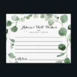 Elegant Minimalistisk Grönt Eucalyptus Bröllop Vykort<br><div class="desc">Det här eleganten minimalistiska grönten eucalyptus bröllop-rådgivningskort är perfekt för ett modernt bröllop. Konstruktionen har vattenfärgad handdragen elegant botaniskt eukalyptus grenar och löv. De här korten är perfekter för bröllop,  möhippa,  babydusch,  studentfest och mycket mer. Anpassa korten med namn från bruden och brudgummen,  blivande föräldrar eller student.</div>