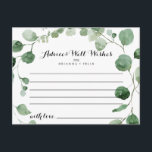 Elegant Minimalistisk Grönt Eucalyptus Bröllop Vykort<br><div class="desc">Det här eleganten minimalistiska grönten eucalyptus bröllop-rådgivningskort är perfekt för ett modernt bröllop. Konstruktionen har vattenfärgad handdragen elegant botaniskt eukalyptus grenar och löv. De här korten är perfekter för bröllop,  möhippa,  babydusch,  studentfest och mycket mer. Anpassa korten med namn från bruden och brudgummen,  blivande föräldrar eller student.</div>