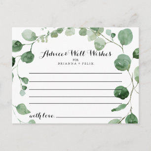Elegant Minimalistisk Grönt Eucalyptus Bröllop Vykort