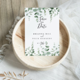 Elegant Minimalistisk Grönt Eucalyptus Spara datum Vykort