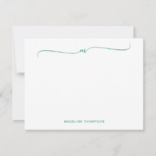 Elegant Minimalistisk Grönt Monogram-calligrafi Anteckningskort