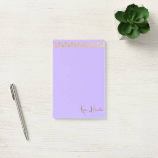 Elegant Minimalistisk Guld accentlavender Post-it Block