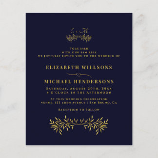Elegant Minimalistisk Guld Calligraphy Löv Bröllop Flygblad
