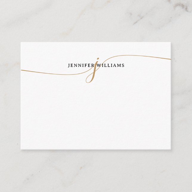Elegant minimalistisk guld kalligrafi monogram anteckningskort (Framsida)