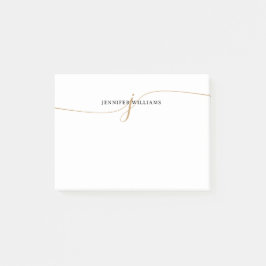Elegant minimalistisk guld kalligrafi monogram post-it block