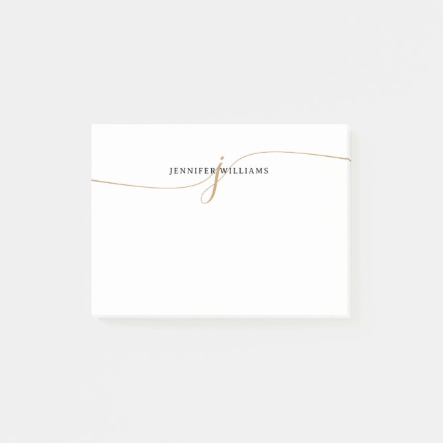 Elegant minimalistisk guld kalligrafi monogram post-it block (Framsida)