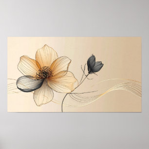 Elegant minimalistisk guld- och genomskinlig beige poster