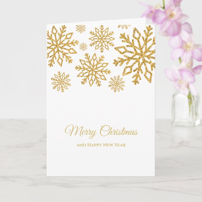 Elegant Minimalistisk Guld och vit God jul Kort (Orkide)