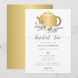 Elegant Minimalistisk Guld Pot Orchid Tea Möhippa  Inbjudningar
