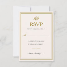 Elegant minimalistisk guldbröllop RSVP-kort