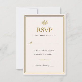 Elegant minimalistisk guldbröllop RSVP-kort OSA Kort