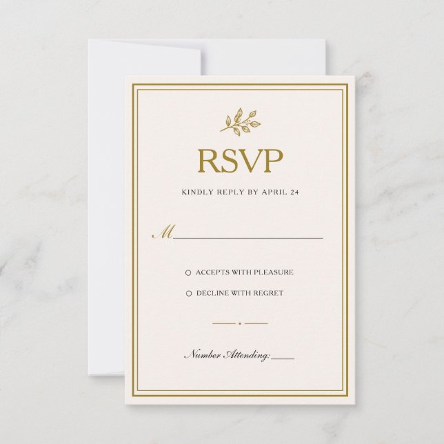 Elegant minimalistisk guldbröllop RSVP-kort OSA Kort (Framsida)