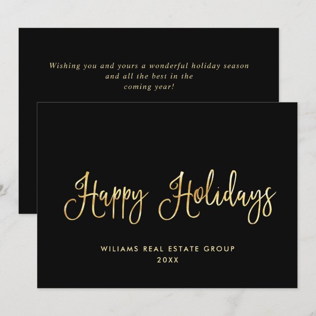 Elegant Minimalistisk guldkorporerad jul Julkort (Fram/baksida)