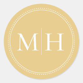Elegant minimalistisk guldmonogram prickad kant runt klistermärke