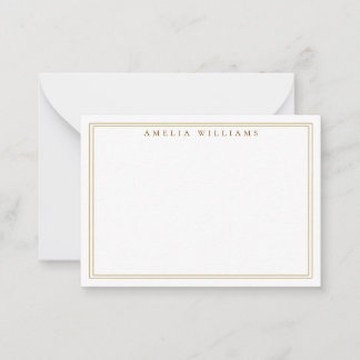 Elegant minimalistisk gyllene två ramar not anteckningskort