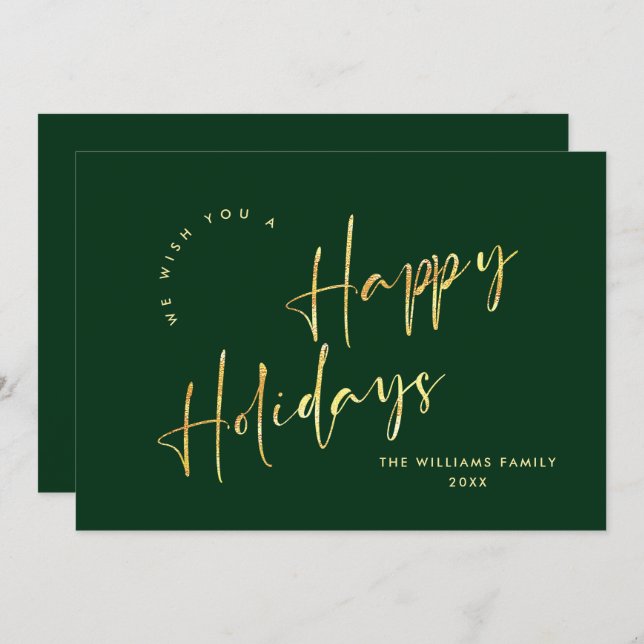 Elegant Minimalistisk Hälsning under den gyllene j Julkort (Fram/baksida)