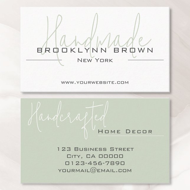 Elegant Minimalistisk handgjord handgjord Grönt Mi Visitkort (Skapare uppladdad)