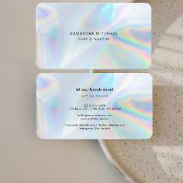 Elegant Minimalistisk holografisk Hair Makeup Visitkort