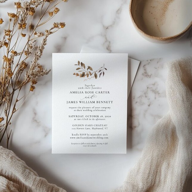 Elegant Minimalistisk höstsänkning Eucalyptus Bröl Inbjudningar (Elegant Minimalist Fall Autumn Eucalyptus Wedding Invitation)