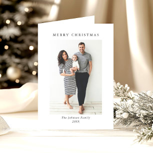 Elegant Minimalistisk jul 2-foto QR-kod Helgkort