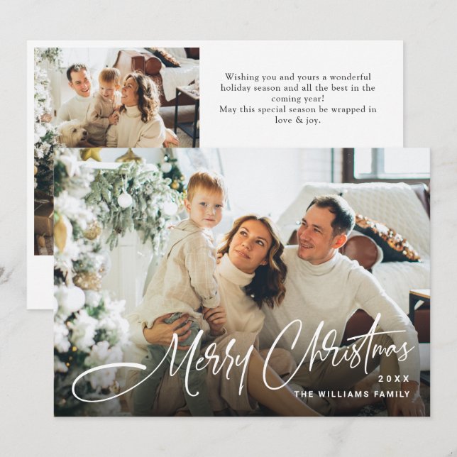 Elegant Minimalistisk jul 2-foto QR-kod Julkort (Fram/baksida)