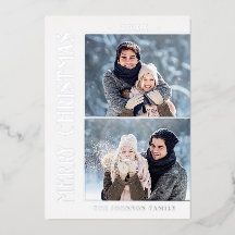 Elegant Minimalistisk jul 2 Photo Silver
