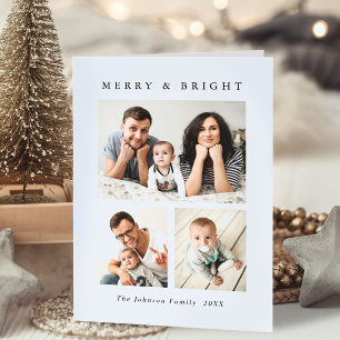 Elegant - minimalistisk Jul 3-foto QR-kod Helgkort